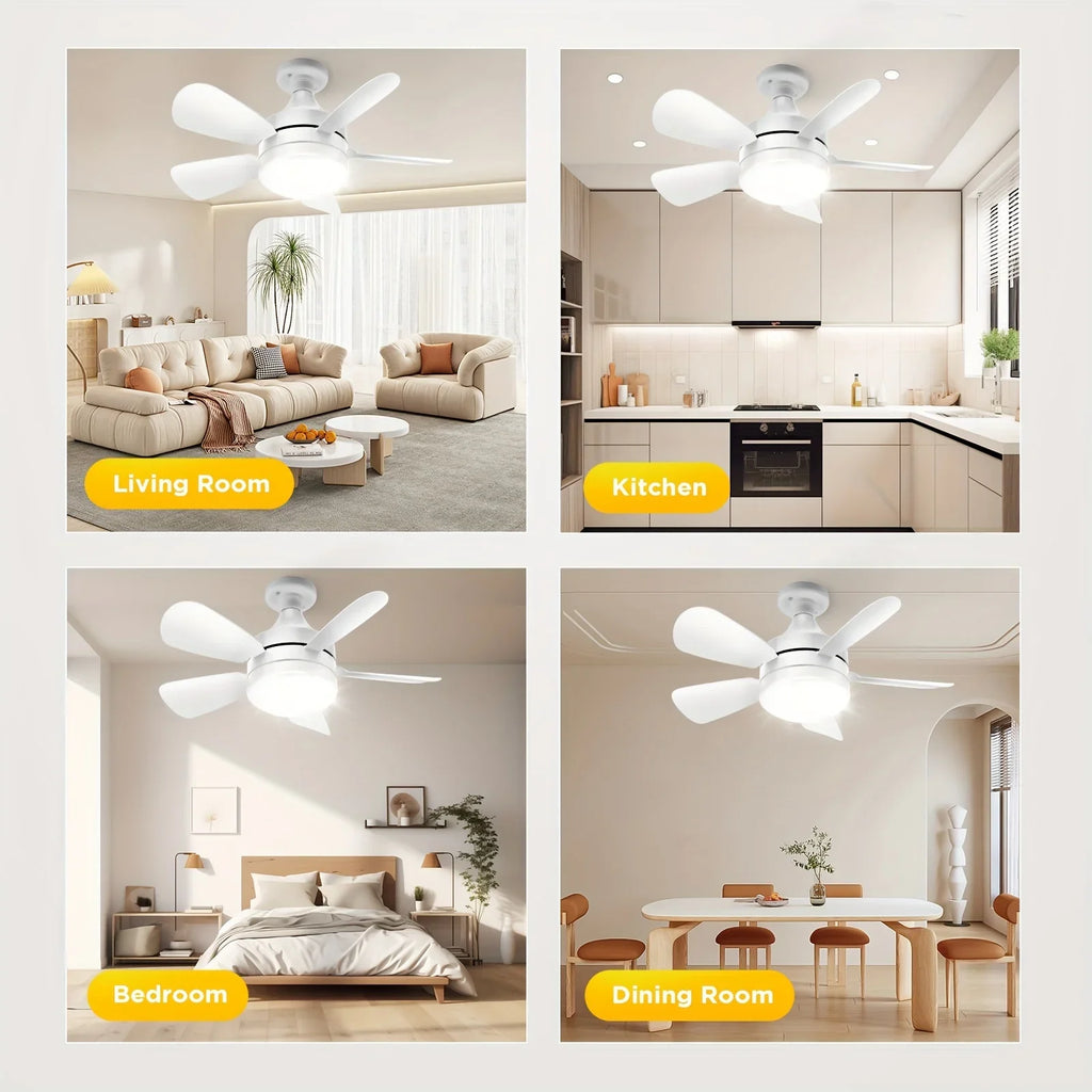 Ventilatore da soffitto a LED con telecomando Lampada a sospensione E27 dimmerabile per soggiorno Studio – foto 5