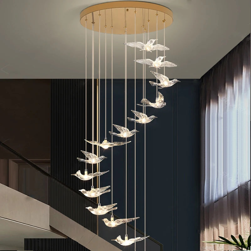 Lampadario a spirale in acrilico per scale, da 1 a 10 luci – dettaglio 3