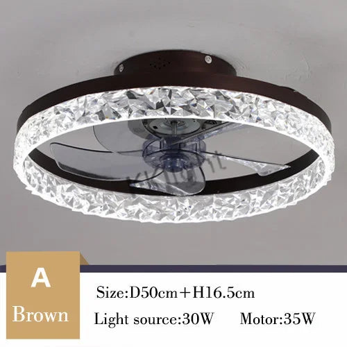 Ventilatore da soffitto moderno con telecomando regolabile velocità del vento LED dimmerabile decorazione in – foto 7