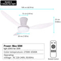 Ventilatore da soffitto 42,9 pollici con luce LED e motore DC – dettaglio 6