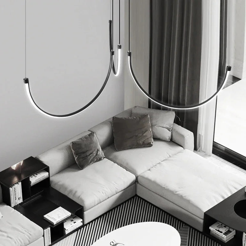 Lampadario a striscia curva a U, 63 o 78 W, luce calda – dettaglio 3