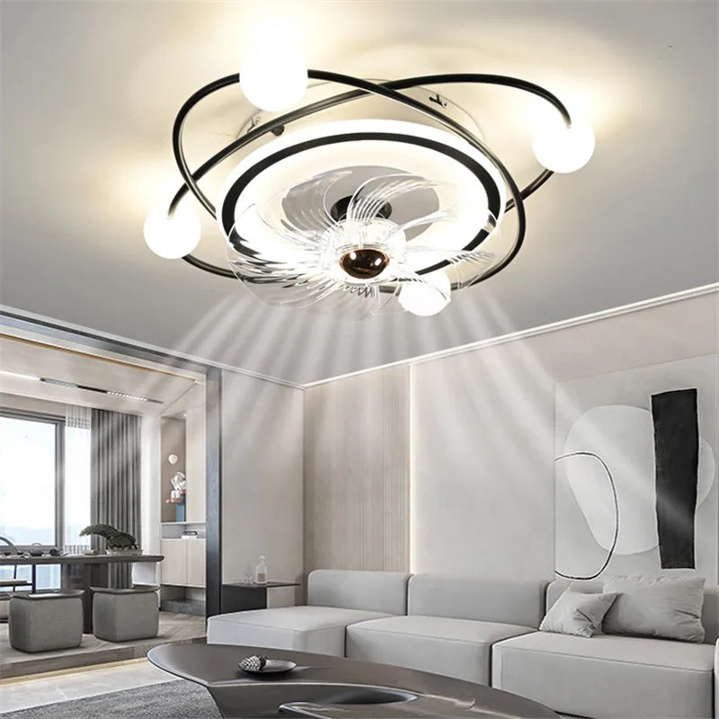 Ventilatore da soffitto a pale retrattili con luce, stile nordico – dettaglio 1