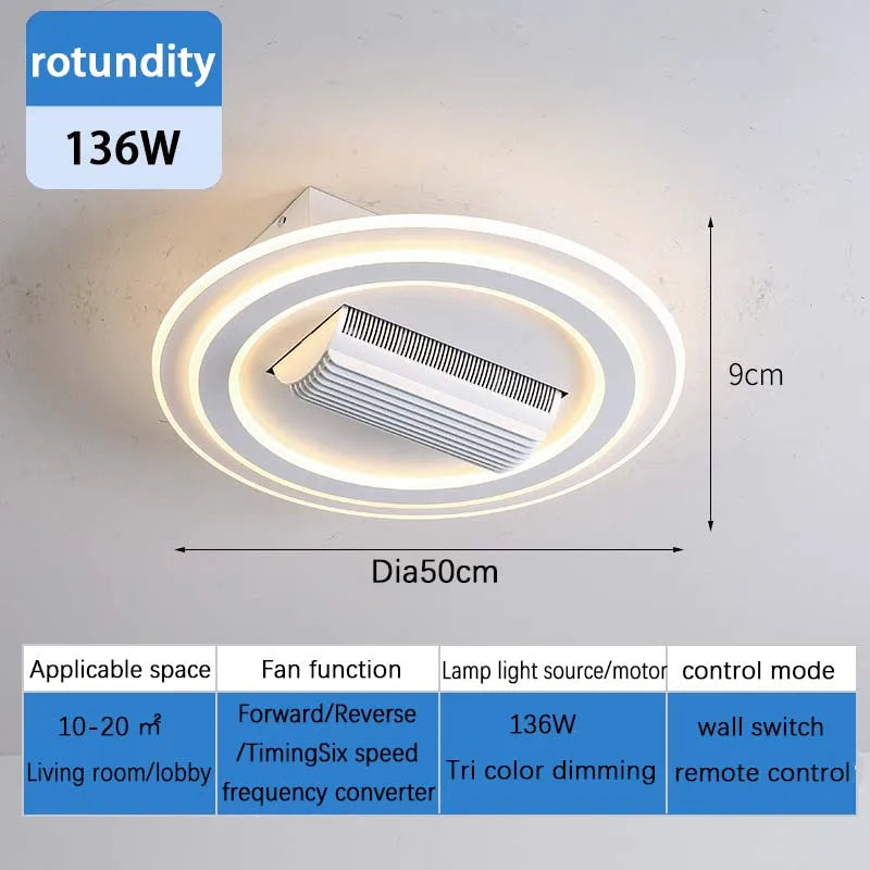 Ventilatore da Soffitto Invisibile Senza Pale con Luce LED, Telecomando Intelligente per Camera da Letto e – foto 7