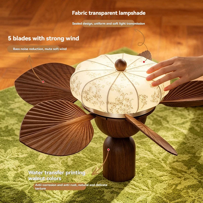 Ventilatore da soffitto in legno stile retrò con luce LED, 60W – dettaglio 3