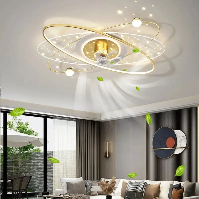 Ventilatore da soffitto a pale retrattili con luce, stile nordico
