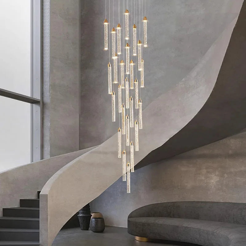 Lampadari lunghi moderni in cristallo a LED Cucina di lusso Villa Soggiorno Lampada a sospensione Scale – foto 4