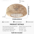 Ventilatore da soffitto in rattan stile boho con luci, telecomando, ventilatore DC reversibile, ventilatore – foto 7