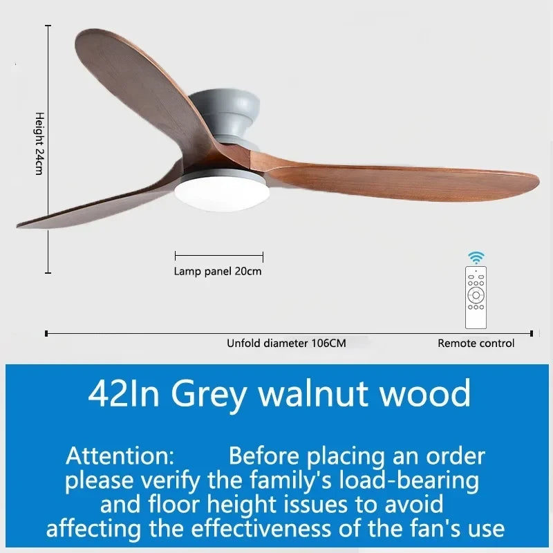 Ventilatore da Soffitto Moderno M 52 Pollici con Luce, in Legno Massello, Telecomando, Illuminazione LED per – foto 10