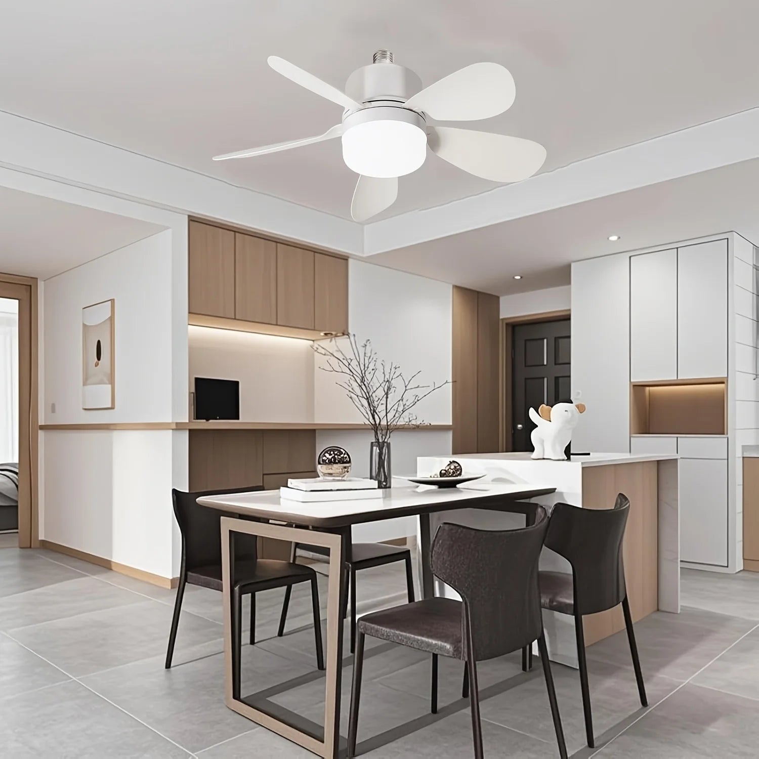 Lampada Ventilatore da Soffitto LED E27 con Telecomando, Tensione 85V-265V, 3 Colori di Luce Dimmerabili per – foto 7