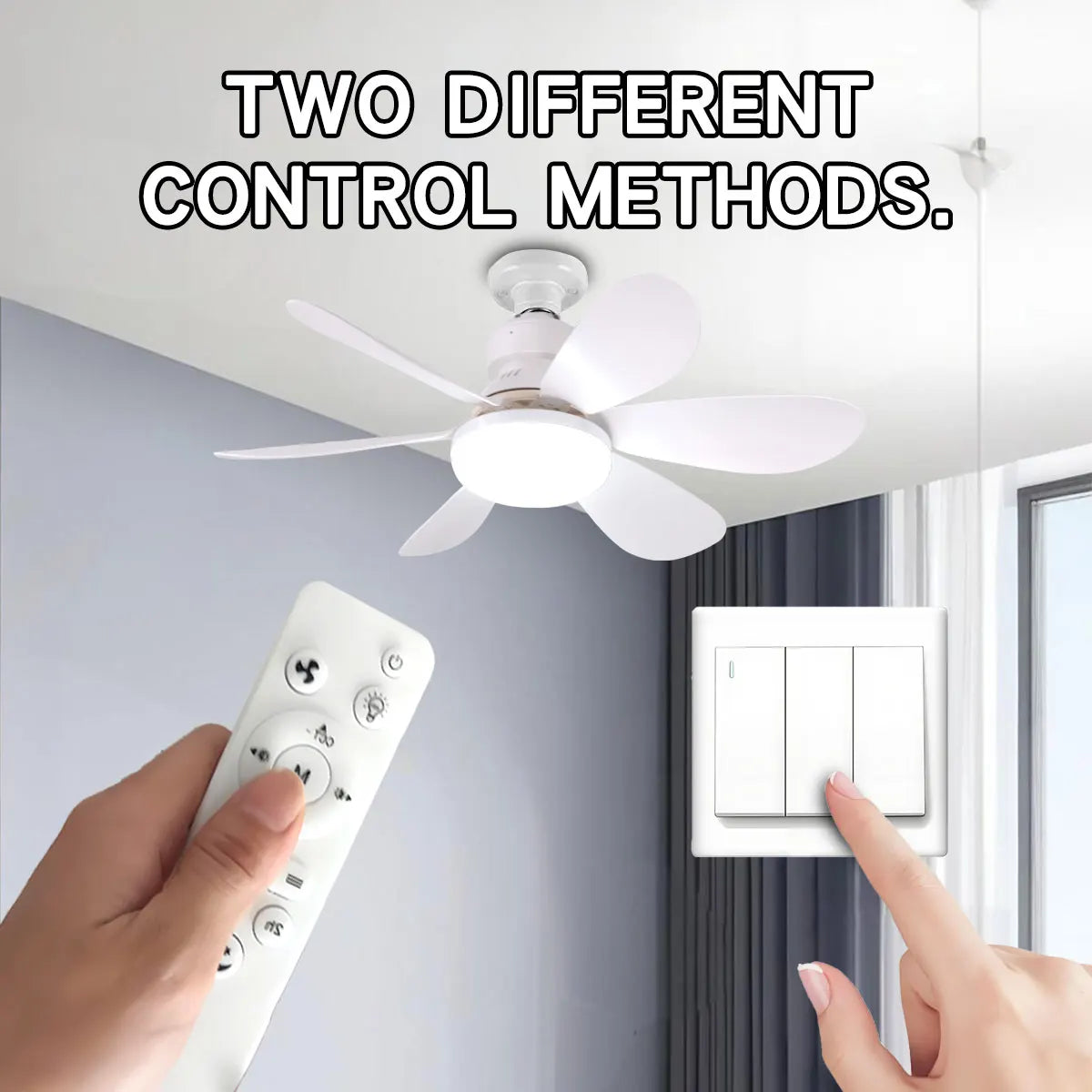 Lampada Ventilatore da Soffitto LED E27 con Telecomando 30W 40W, Funzione Dimmerabile, Adatta per Soggiorno – foto 5