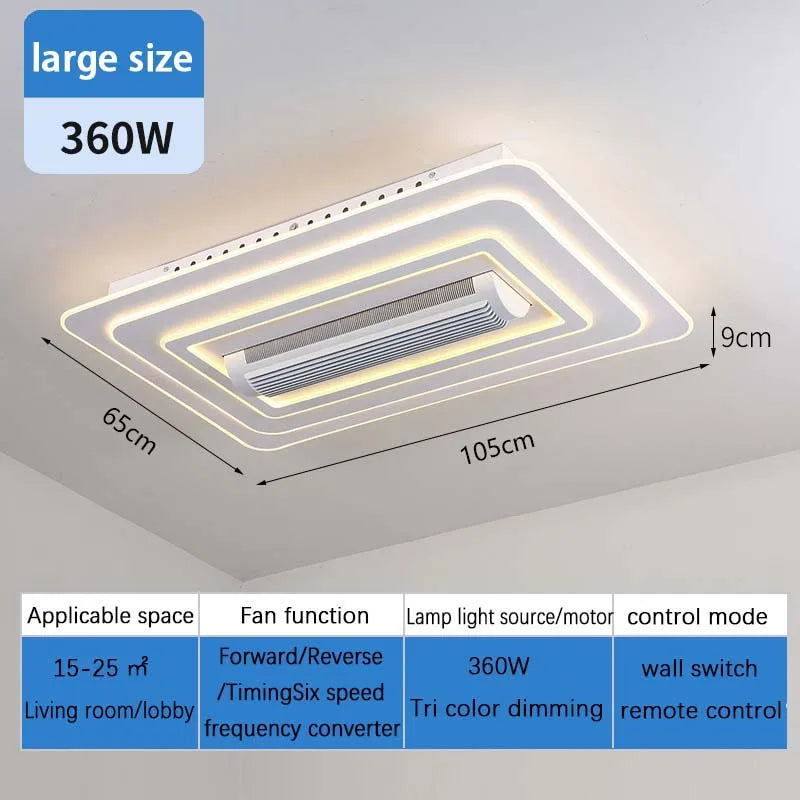 Ventilatore da Soffitto Invisibile Senza Pale con Luce LED, Telecomando Intelligente per Camera da Letto e – foto 10
