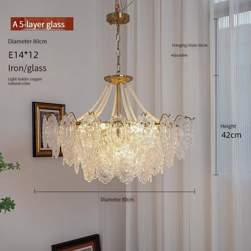 Lampadario in vetro trasparente stile francese, da 40 a 60 cm – dettaglio 6