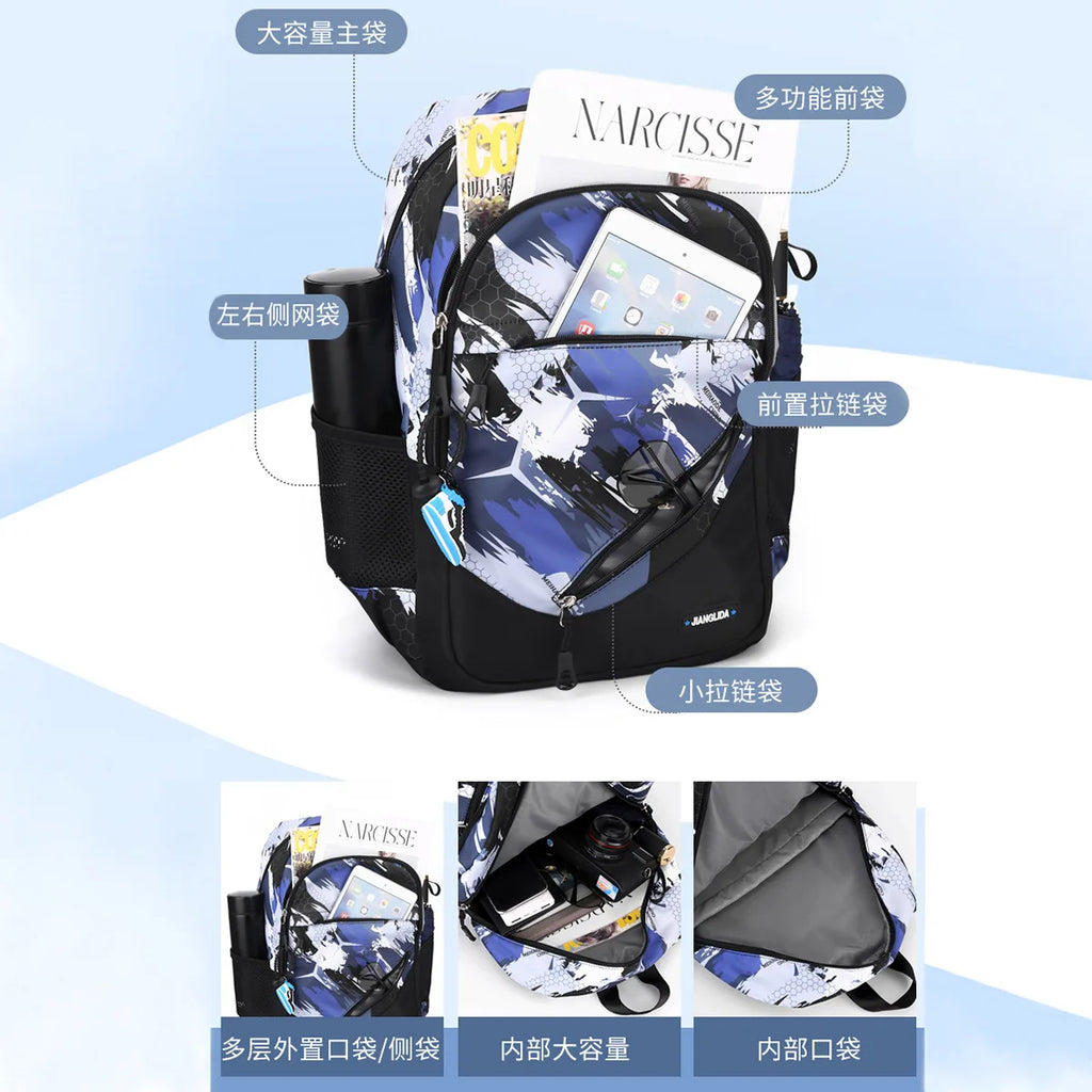 Zaino scolastico impermeabile in nylon, 42 cm, dai 3 ai 9 anni – dettaglio 2