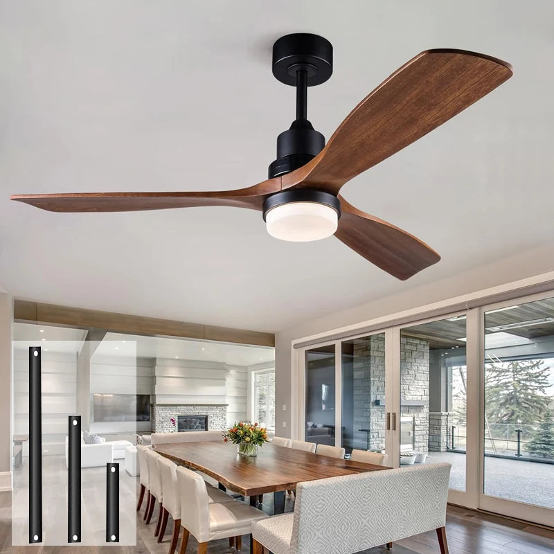Ventilatore da soffitto in legno con luce LED, 42-60 pollici
