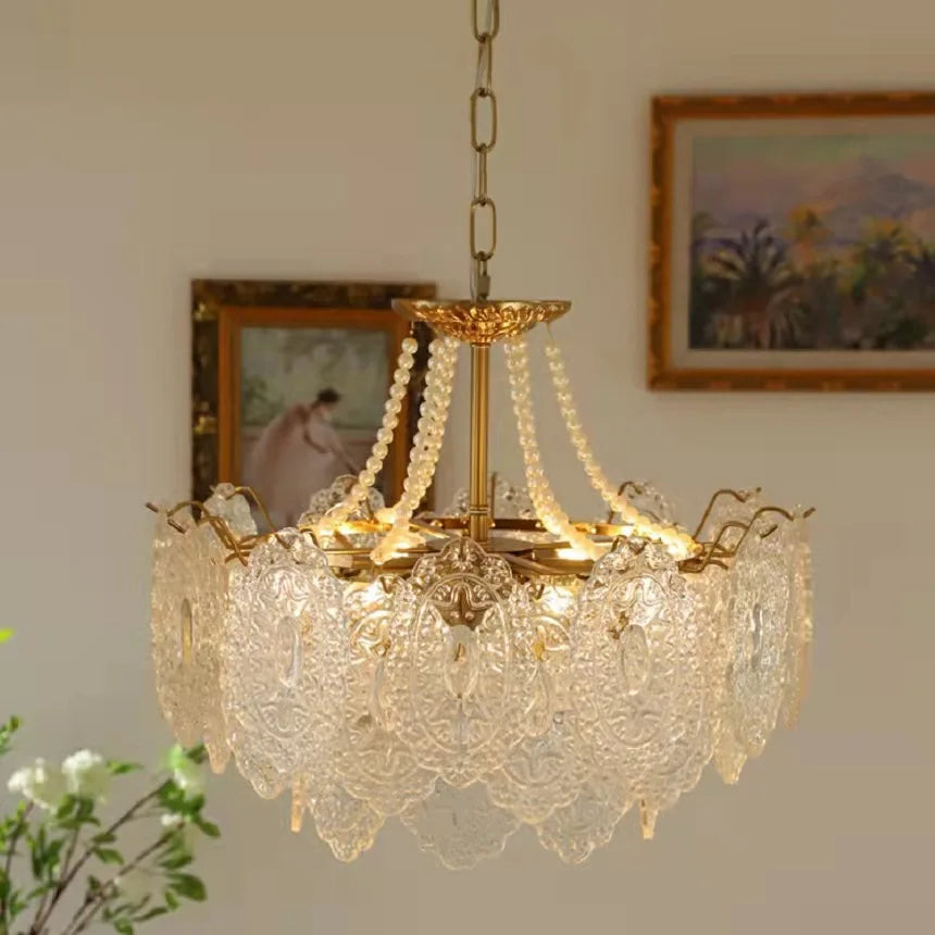 Lampadario in vetro trasparente stile francese, da 40 a 60 cm – dettaglio 2