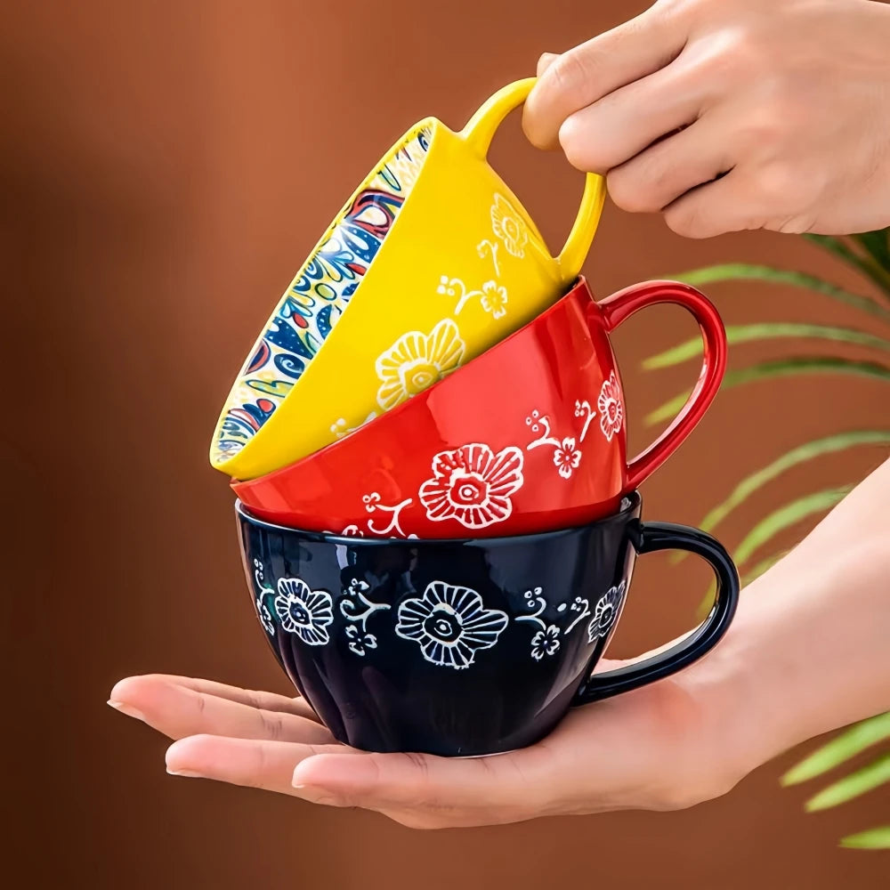 Tazza in ceramica per caffè e tè, quattro tinte profonde – dettaglio 1