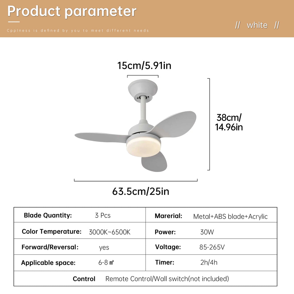 Ventilatore da soffitto con luce, ventilatore da soffitto a basso profilo da 25 pollici/42 pollici/52 pollici – foto 11