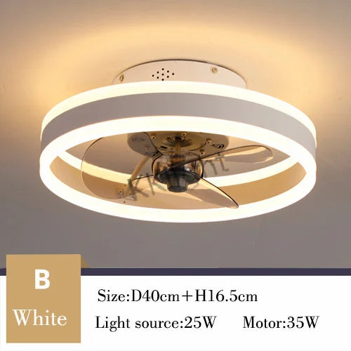 Ventilatore da soffitto moderno con telecomando regolabile velocità del vento LED dimmerabile decorazione in – foto 9
