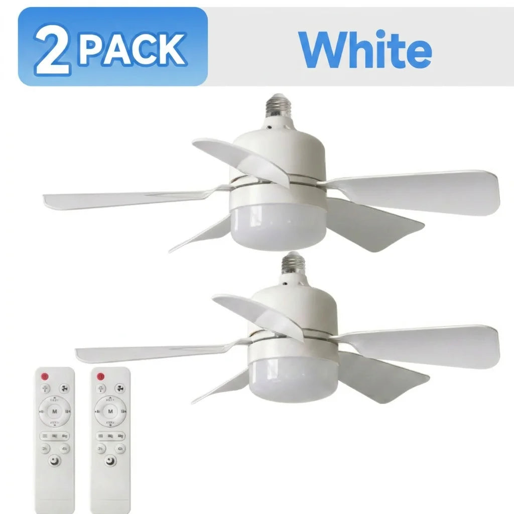 Confezione da 1/2 Pezzi: Ventilatore da Soffitto con Luce LED da 30W, Telecomando e Dimmer, Base E27, Ideale
