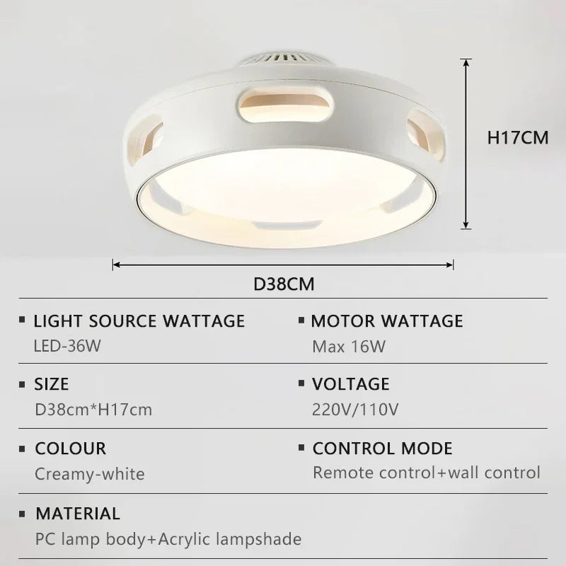 Ventilatore da soffitto a pale invisibili con luce e telecomando – dettaglio 6
