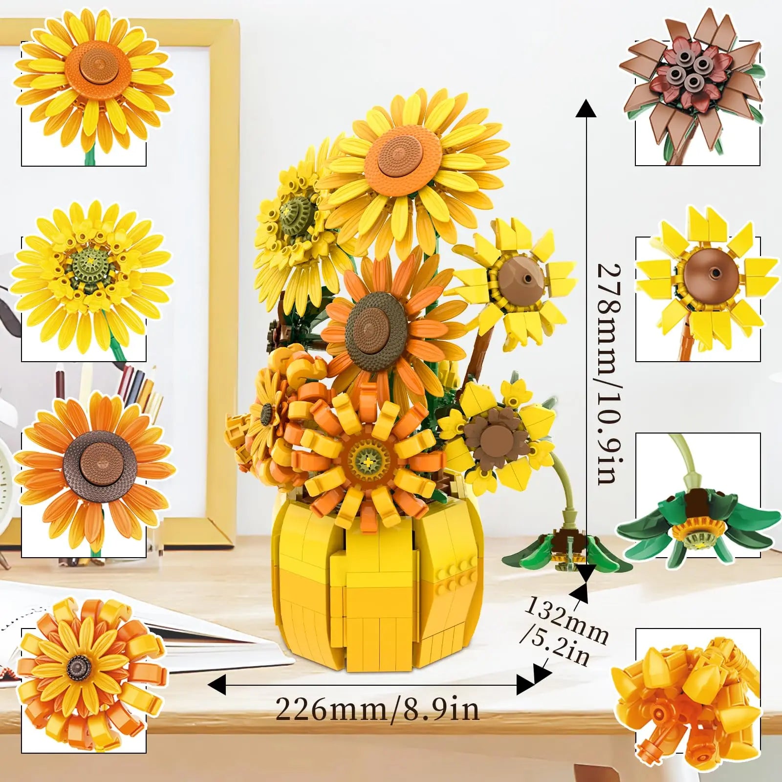 Set di mattoncini da costruzione a forma di bouquet di fiori – dettaglio 3