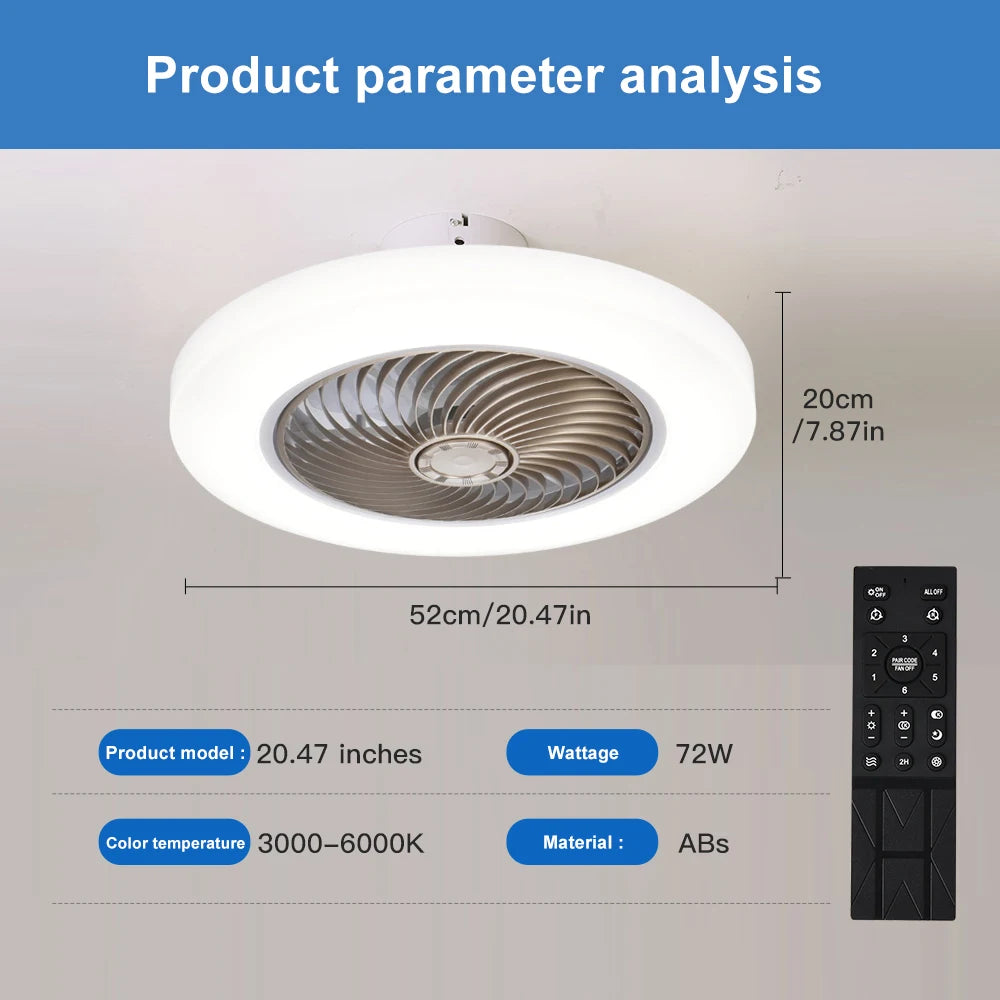 Ventilatori da soffitto intelligenti con luci Telecomando Decorazioni per la camera da letto Lampada da – foto 9