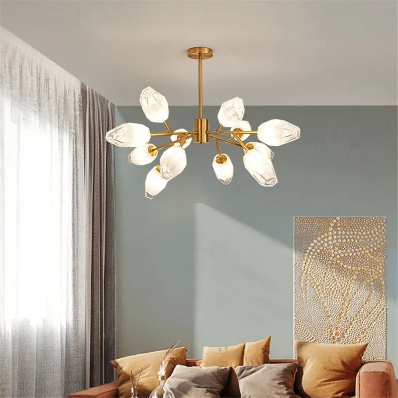 Lampadario a rami con fiori in vetro, da 6 a 18 luci – dettaglio 2