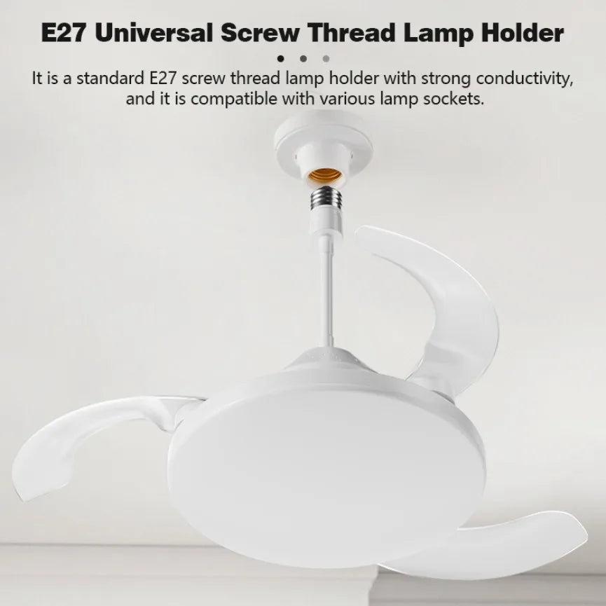Nuovo ventilatore da soffitto E27 con luce lama telescopica invisibile telecomando silenzioso oscuramento – foto 4
