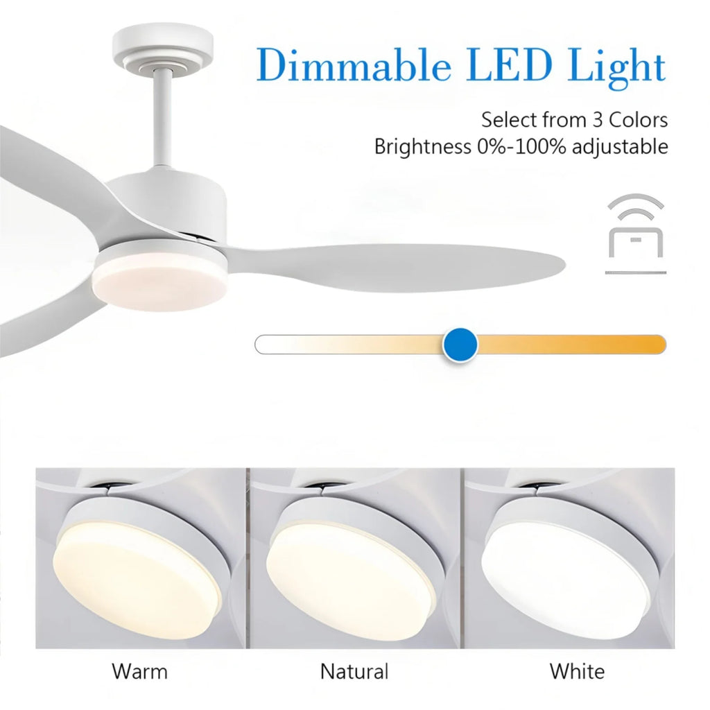 Ventilatore da soffitto a 3 pale con luce LED, 42 o 52 pollici – dettaglio 2