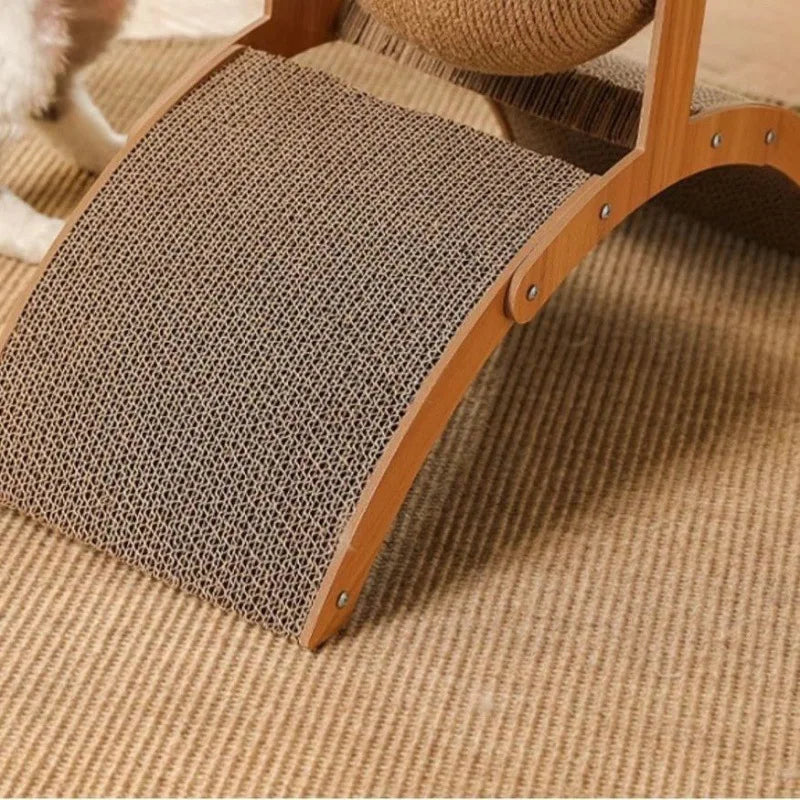 Tiragraffi a palla in sisal e legno massello per gatti – dettaglio 4