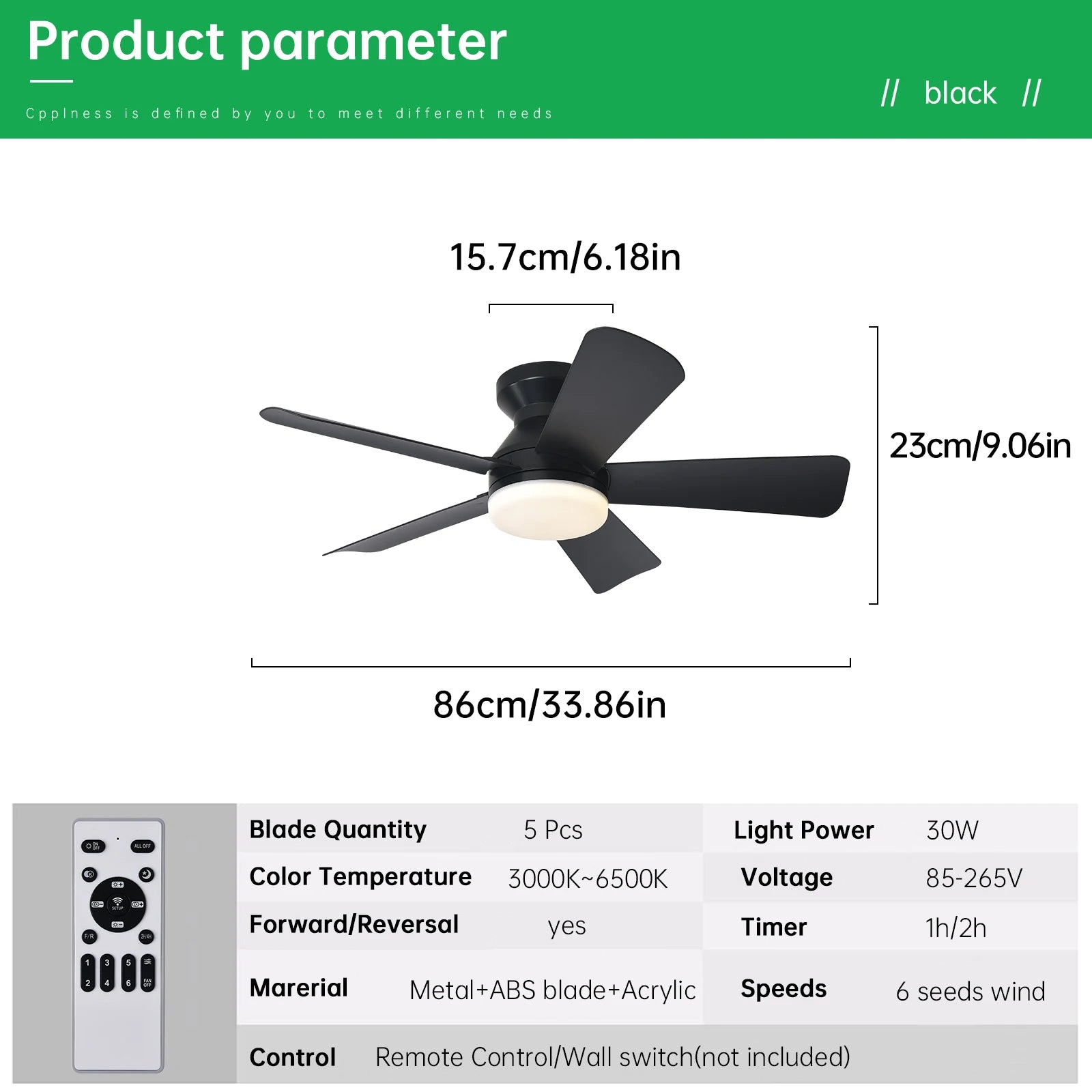 Ventilatore da soffitto moderno con luce, adatto per interni ed esterni, dimmerabile, a basso profilo, con – foto 6