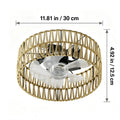 Ventilatore da soffitto in rattan con attacco E27 e telecomando – dettaglio 6