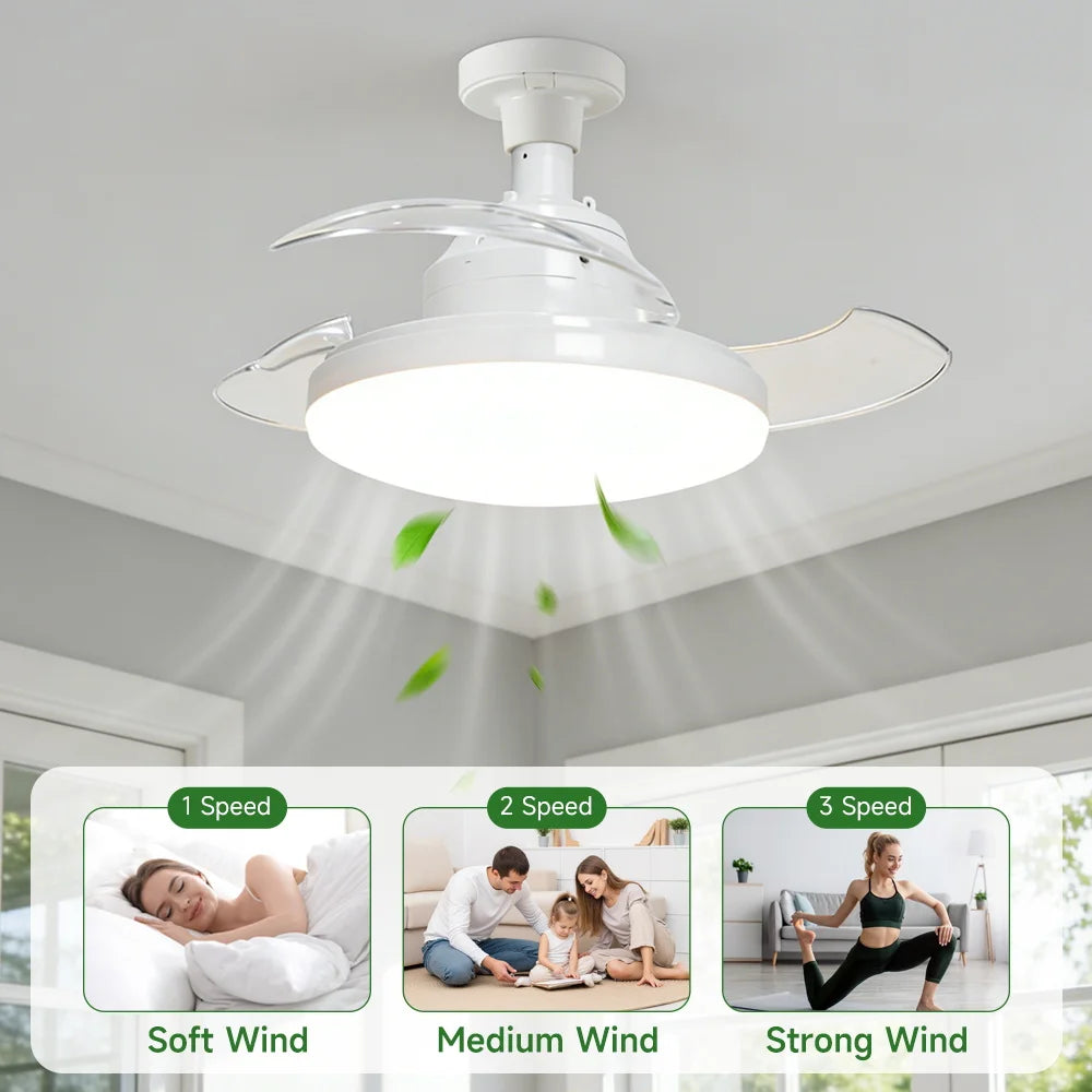 Ventilatore da Soffitto Moderno con Luce, Ventilatore Estivo con Lampada Dimmerabile, Lampadario Ventilatore – foto 2