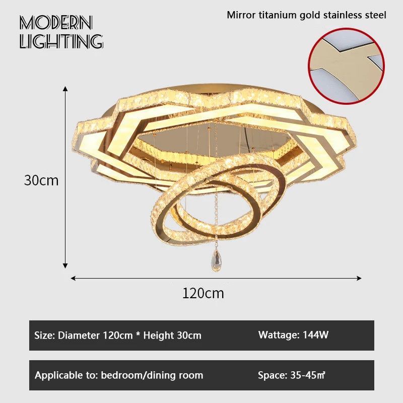 Lampadario a LED da Soffitto, Stile Nordico Minimalista di Lusso, Lampada a Sospensione in Cristallo per – foto 8