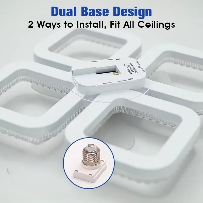 Ventilatore da Soffitto LED E27 con Telecomando per Regolazione Luminosità, Adatto per Soggiorno, Studio, Uso – foto 4