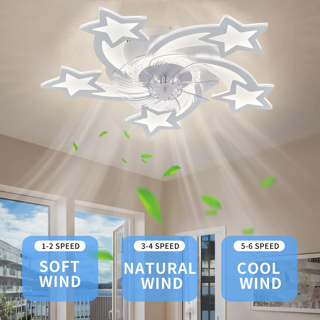 Ventilatore da Soffitto Moderno a Forma di Stella, Illuminazione Decorativa per Camera da Letto e Soggiorno – foto 4