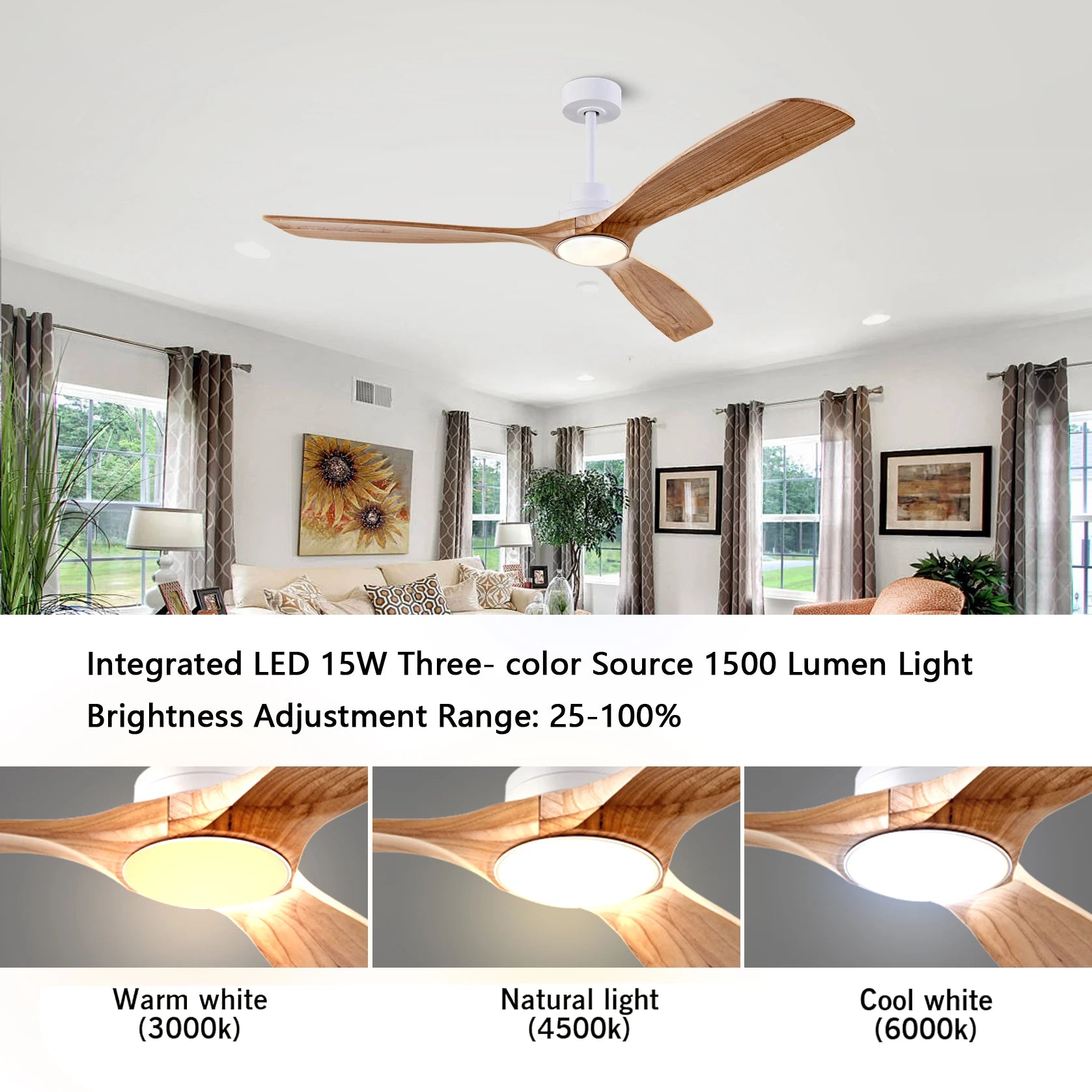 Ventilatore da soffitto moderno con telecomando a LED con luce Decorazione per ventilatori da soffitto con – foto 4