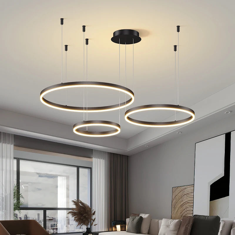 Lampadario LED ad anelli circolari, da 1 a 5 anelli, 40-80 cm – dettaglio 1