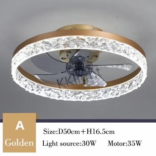 Ventilatore da soffitto moderno con telecomando regolabile velocità del vento LED dimmerabile decorazione in cristallo per la lampada della camera da letto della sala da pranzo di casa