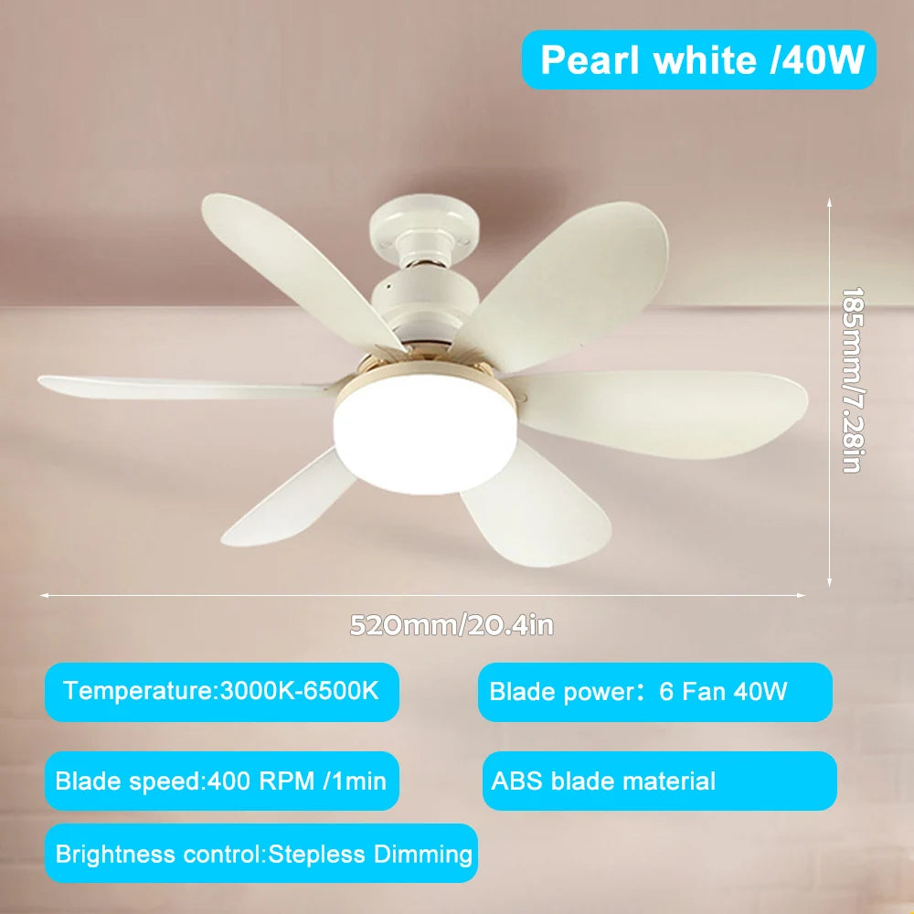 E26 E27 Base per uso domestico Ventilatore da soffitto a LED Luce per ventilatore intelligente remoto senza – foto 9