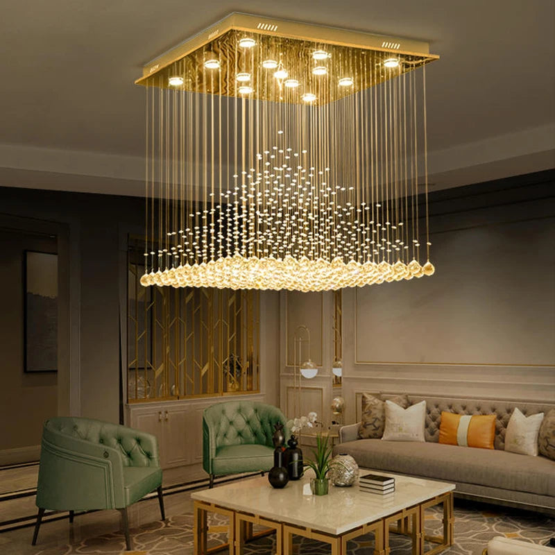 Lampadario quadrato in cristallo K9, 40 o 50 cm