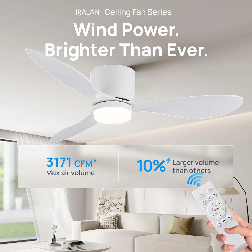 IRALAN Ventilatore da soffitto moderno con motore CC a luce LED Telecomando per grande volume d'aria per – foto 9
