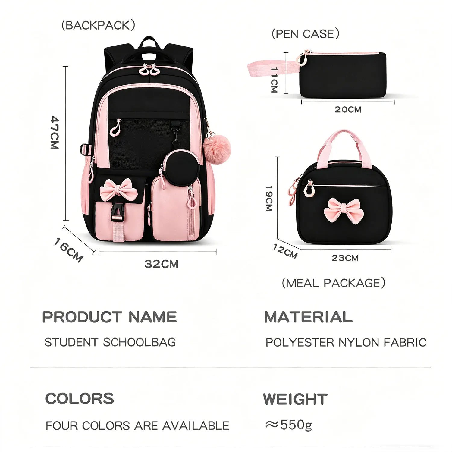 Set zaino scuola per bambine con scomparto per il portatile – foto 5