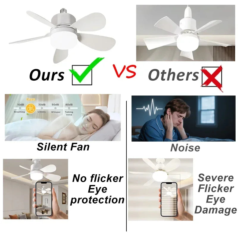 Ventilatore da soffitto 2 in 1 da 16 pollici con luce Ventilatore con telecomando Luci dimmerabili Presa E27 – foto 4