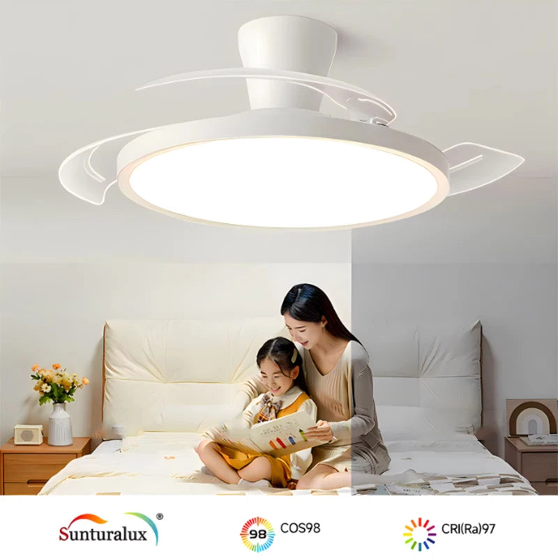 Ventilatore da soffitto LED con 4 pale pieghevoli e motore DC – dettaglio 2