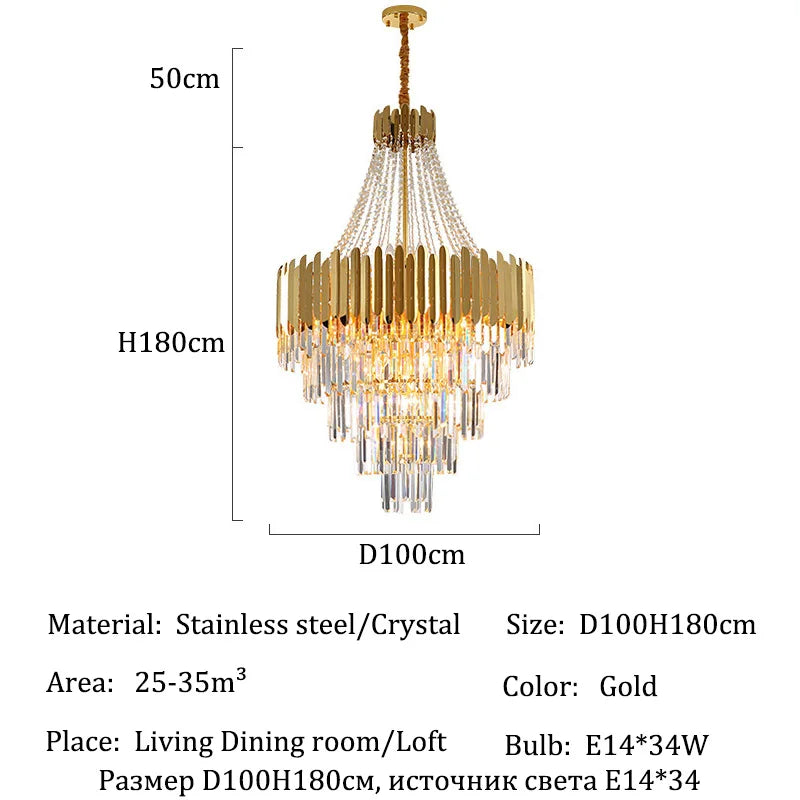 Lampadario di cristallo a colonna, D60 x H100 cm – dettaglio 7