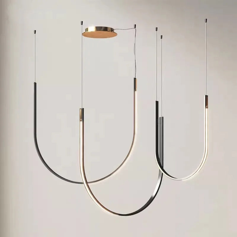 Lampadario a striscia curva a U, 63 o 78 W, luce calda