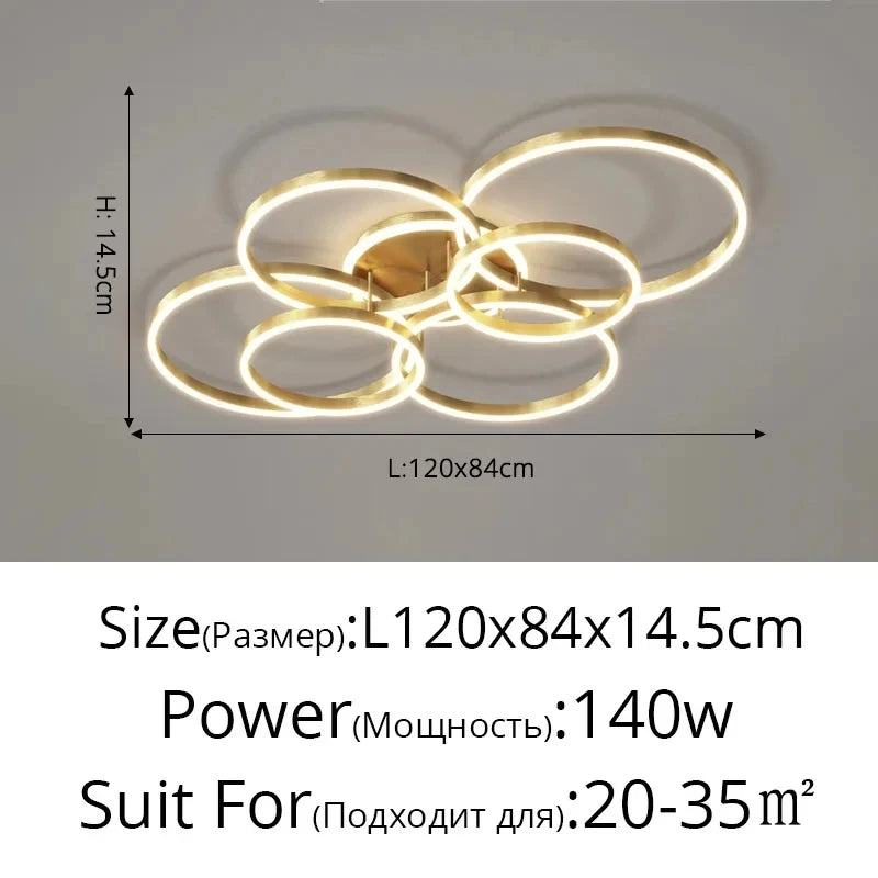 Lampadario Moderno a LED per Interni, Illuminazione a Soffitto per Soggiorno, Studio, Camera da Letto, Anelli Rotondi in Stile Nordico, Decorazione per la Casa