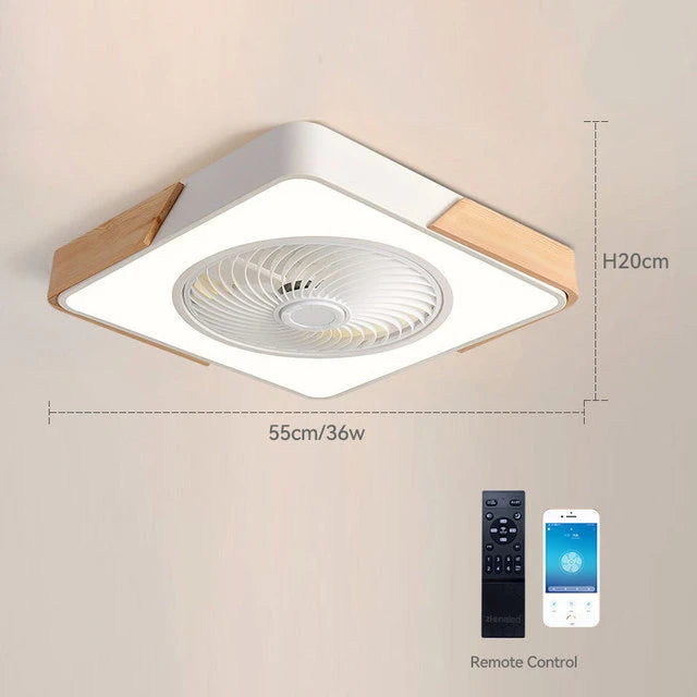 Ventilatore da soffitto Ventilatore da soffitto a basso profilo con luce a led con telecomando per camera da letto Soggiorno Arredamento interno Ventilatore da soffitto moderno in legno