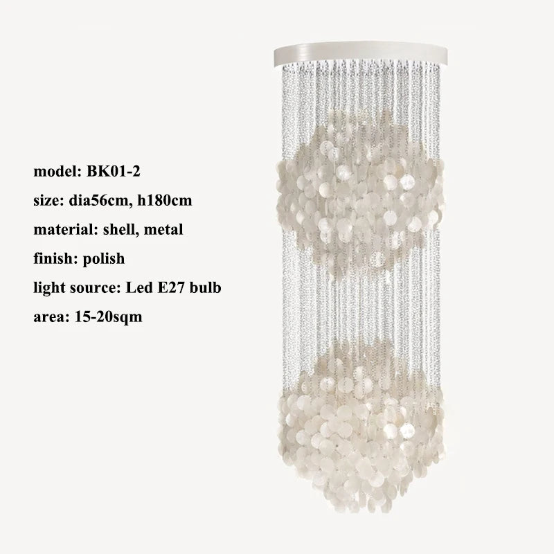 Lampadario a conchiglia per soffitti alti, 40 o 60 cm – dettaglio 8